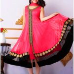 Red-Front-Open-Pakistani-Frock-Style-Dress