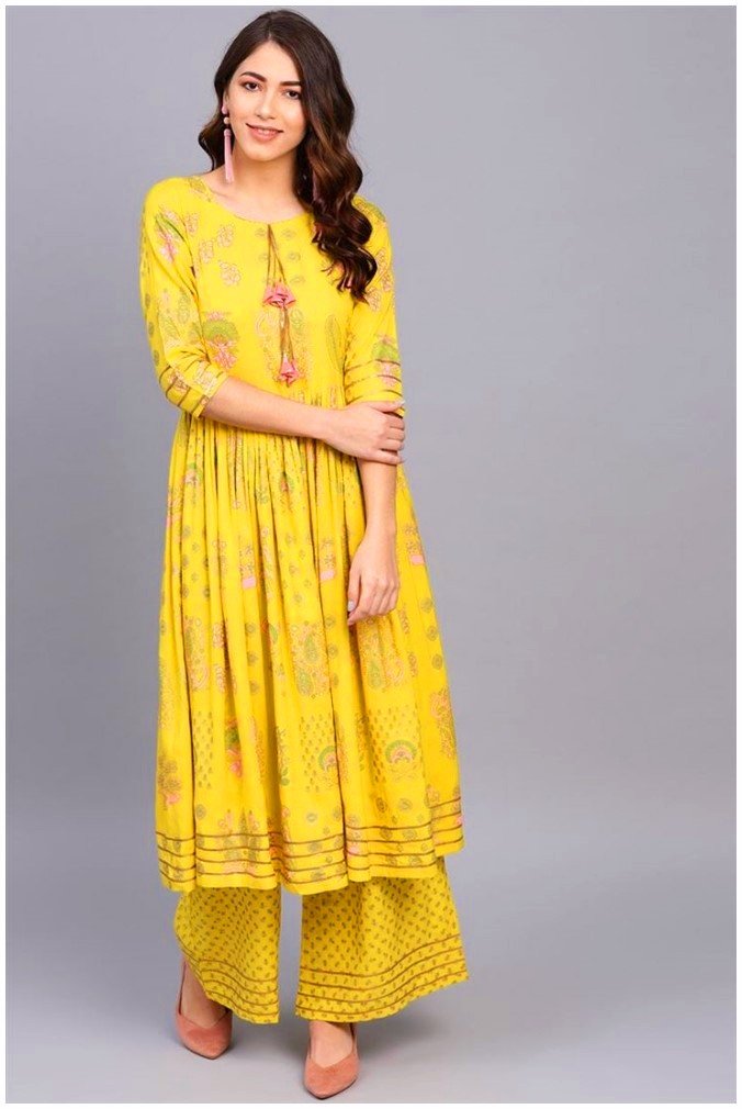 Yellow latest frock style